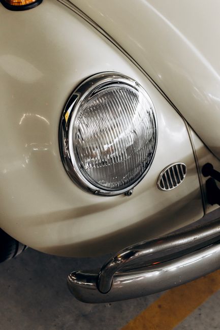 Restored crystal-clear car headlight close-up